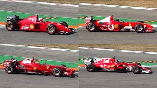 Ferrari Formula 1 Sound Comparison in Monza - V12, V10, V8 and V6 Turbo