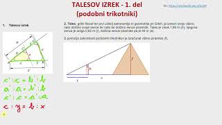 Talesov izrek - 1. del (Kako s pomočjo zakonitosti podobnih trikotnikov izračunamo neznane dolžine?)