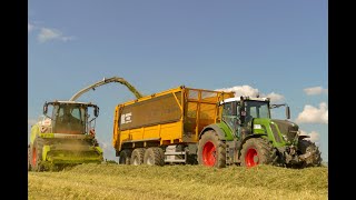 Gras hakselen/ grass chopping/loonbedrijf broekx bvba/ claas jaguar 960/new dewa silagetrailer