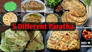 5 Different Paratha Recipe | 5 Easy Paratha Breakfast | Flavours Touch