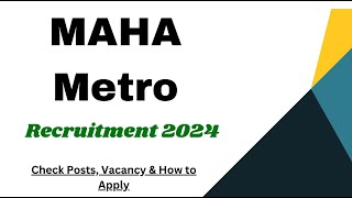 Maha Metro Recruitment 2024 | #jobs #vacancy #opportunity #viralvideo @vacanciesforall