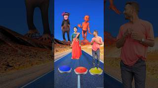 Pink, yellow & blue Button to danching jocker, monkey & girl funny magic video #shorts