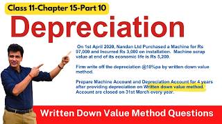 Depreciation | Written Down Value Method (WDV) | Question | Class 11 | Accounts | Ch15 -Part 10