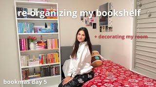 re-organizing my bookshelf & decorating my room | bookmas day 5