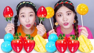 Kẹo trái cây dâu tây Tanghulu Mukbang DONA