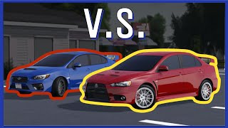 Rally Legends: Mitsubishi Lancer V.S. Subaru WRX STI | Greenville Roblox