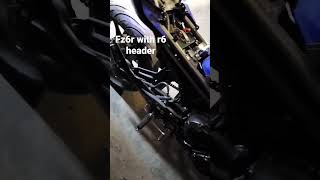 2009 fz6r put the r6 header on no tune = flames