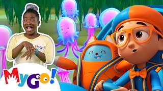 Blippi Wonders | Ocean Creatures! + MORE! | Cartoons For Kids | MyGo! Sign Language For Kids | ASL