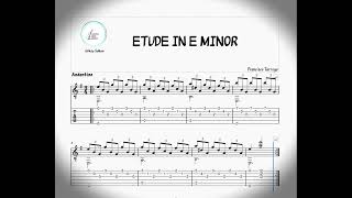 Gitar Notaları ETUDE IN E MINOR  TARREGA Guitar Sheet.