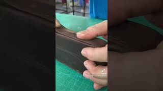 Leather pen case box handmade crafting process 2：check the final look