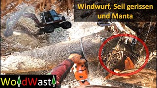 Seilwindenseil im Windwurf gerissen FAIL