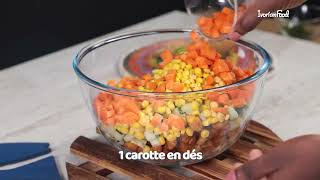 Recette Ivoirienne | Salade croquante, alloco, igname frit et petits légumes !