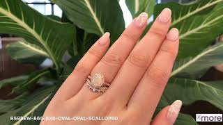 Oval Vintage Floral Opal Bridal Set Crown Diamond Band