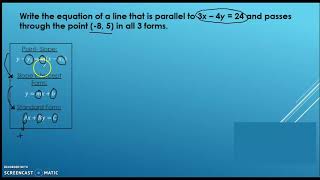 Unit 3 Lesson 3 Video 2 (writing eqution of parallel lines)