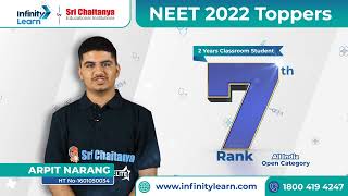 NEET 2022 topper Arpit Narang | AIR 7 | Sri Chaitanya NEET Champs