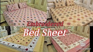 Embroidered Bed Sheet with two pillow cases