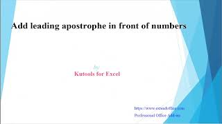 Add leading apostrophe to a list of numbers in Excel