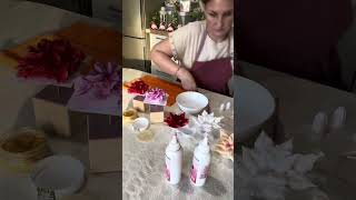 Пуансеттия из зефира 🌺🎄❄️ двумя насадками + окрашивание , 2 часть