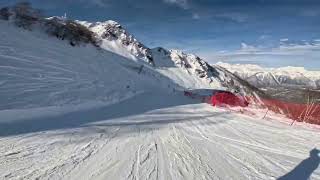 Роза Хутор, трасса "Тритон" (синяя) до 1600/ Rosa Khutor, piste "Triton" (blue) to 1600, 4К Video