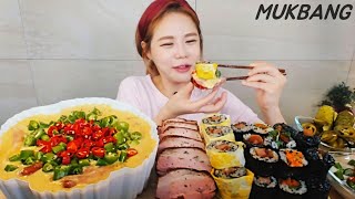 Субтитры) Spicy peppers. Cream Tteokbokki. Bacon. Squid ink rice roll. REAL SOUND. ASMR. MUKBANG