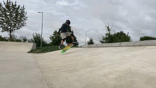 First kickflip on a bank ramp, kickflip progression