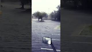 Parking lot at the Lowe’s home. Improvement was flooded earlier today after the hurricane 🌀 m