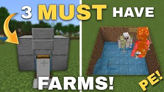 3 EASY Starter Farms For Beginners In Minecraft Bedrock 1.21! (Iron Farm, XP Farm, Food Farm)