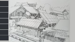 Ep5: quick on-site architectural sketching roof perspective and lighting, Town of Luang Prabang