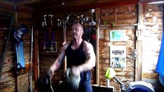 Double kettlebell clean and strict press 2 x 20kg