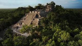 Calakmul, as ruínas em perspectiva aérea