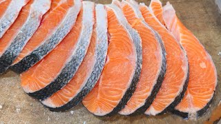 ##fish Atlatic salmon fish cutting video.. pink salmon#fishcutting  🥩