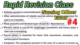 Important Key Points For Nursing Officer Exam | Rapid Revision Class | NORCET | RRB | JIPMER | #4