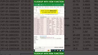 Vlookup With Row Function #excel #shorts