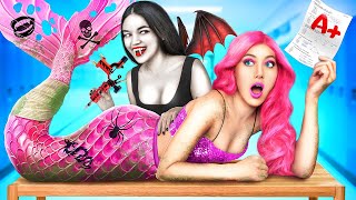 Rich Vampire Vs Broke Mermaid at Vampire School! My New Crush is a Vampire