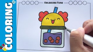 Coloring a Bubble Tea Cup | Fun Art for Kids | Let's Color a Boba Tea Cup | Creative Fun for Kids