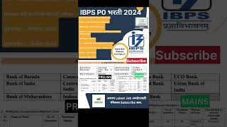 IBPS PO Bharti 2024 जाहिरात प्रसिद्ध |IBPS PO RECRUITMENT | IBPS PO INFORMATION IN MARATHI | #shorts