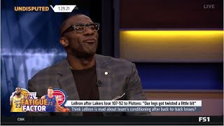 UNDISPUTED | Shannon "SHOCKED" Lakers lose Pistons 107-92, although LeBron play well with 22 Pts