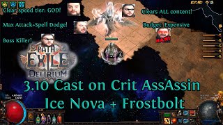 Path of Exile 3.10 Cast on Crit Assassin Ice Nova Frost-bolt. Incredible clear speed!