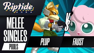 Plup (Fox) vs Faust (Jigglypuff) - Riptide 2024 - Melee Singles - R2 Pools