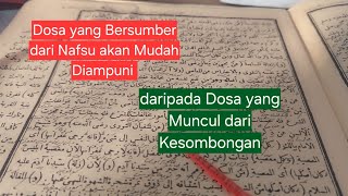 Dosa yang Bersumber dari Nafsu akan Mudah Diampuni daripada Dosa yang Muncul dari Kesombongan