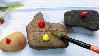 Stone painting techniques || Simple Sunset Painting on Stone || Acrylic Painting For Beginners