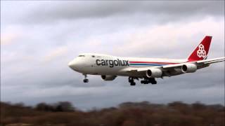 Cargolux Boeing 747-8F Landing at Luxembourg ELLX in the Evening rwy 24