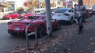 Crazy Homeless Guy Freaking Out At Ferrari