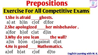 Prepositions in English Grammar//Preposition Objective Questions Practice sets//Competitive Grammar