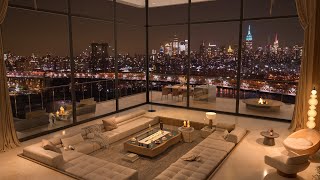 Serene Twilight Jazz Refuge - 4K Relaxing Environment in a Chic New York Lounge for Peace, Focus