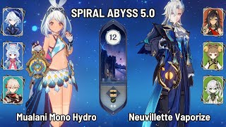 C0 Mualani Mono Hydro | C0 Neuvillette Dehya Burgeon Vaporize | Spiral Abyss 5.0 | Genshin Impact