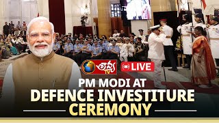 PM Modi attends Defence Investiture Ceremony at Rashtrapati Bhavan | SravyaTv