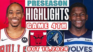 Chicago Bulls vs Minnesota Timberwolves GAME 4TH Highlights Oct 16,2024 NBA Preseason