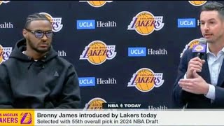 Bronny James Jr. Introduces to The Media as a New Member Rookie of Los Angeles Lakers Team