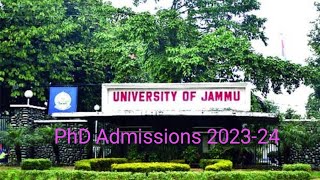 PhD Admissions under Exempted Category II Jammu University II 2023-2024 II PDF File link 👇